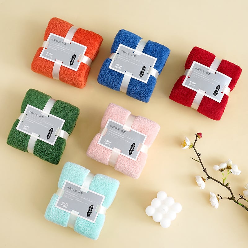 Koralni flis ručnik za lice s prilagođenim logotipom i poklon pakiranjem, 40s vlakno, obična tkanina, 50–80 g