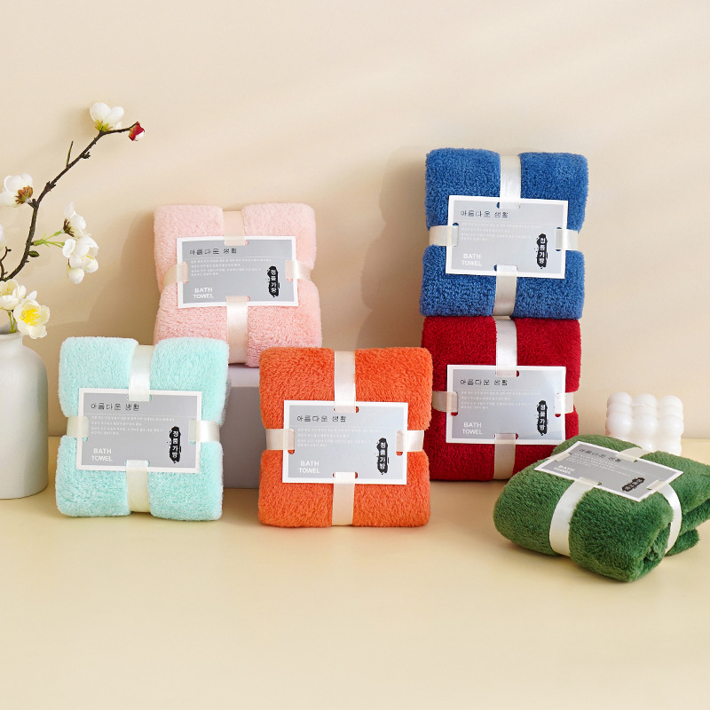 Koralni flis ručnik za lice s prilagođenim logotipom i poklon pakiranjem, 40s vlakno, obična tkanina, 50–80 g