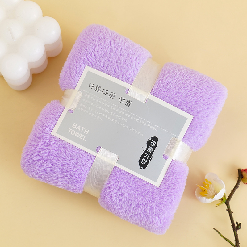 Koralni flis ručnik za lice s prilagođenim logotipom i poklon pakiranjem, 40s vlakno, obična tkanina, 50–80 g