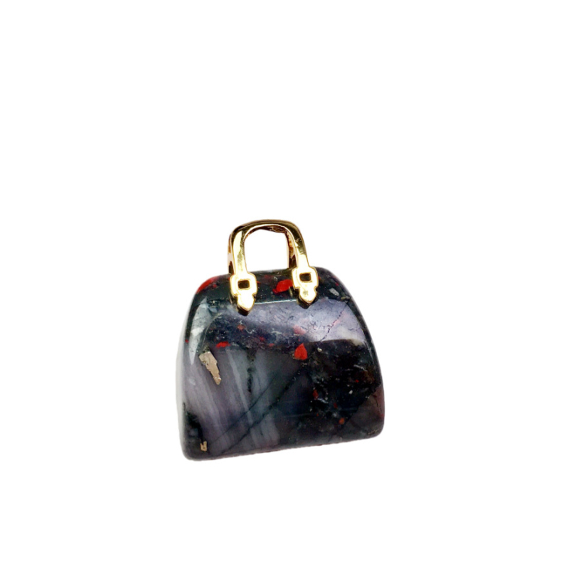 Prirodni kristalni mini torbica – izrezbareni ornament od tigrovog oka
