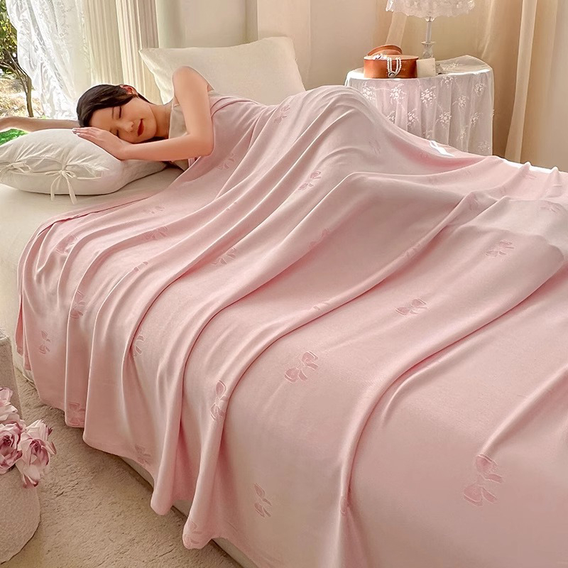 Bambusa šķiedru sega ar augu un ziedu rakstu, dzesējoša ice silk sajūta, viegla vasaras sega dīvānam