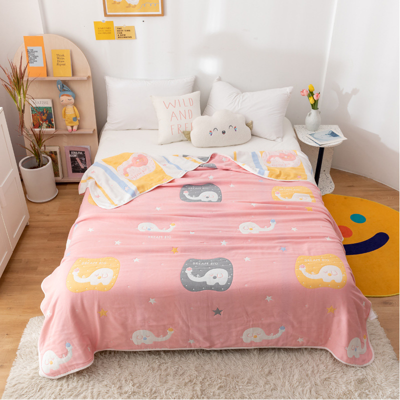 Sešslāņu kokvilnas marles segu, 100% kokvilna, reaktīvā apdruka, vasaras atdzesējoša sega, piemērota bērniem un pieaugušajiem