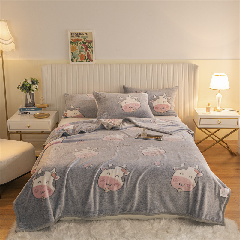 Poliestera sega ar karikatūru rakstu un sniegpārslām, četrsezonu izmantošanai, pielāgojama