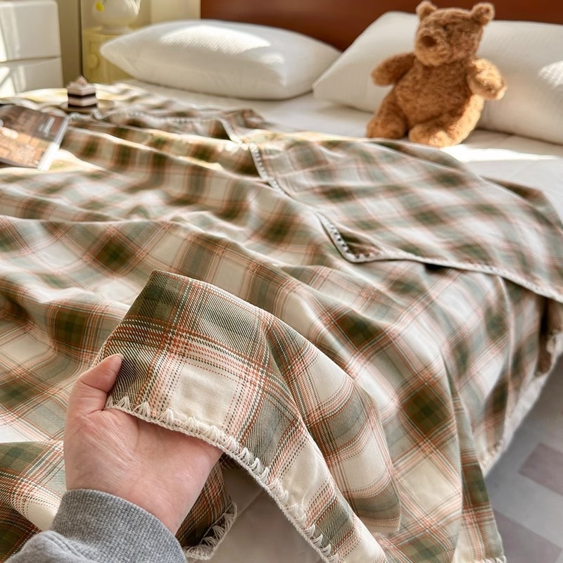 Divslāņu kokvilnas pleds vasarai – tīra kokvilna, reaktīvā krāsošana, 0.55–1.0 kg, pavasaris-rudens, vienkrāsaina