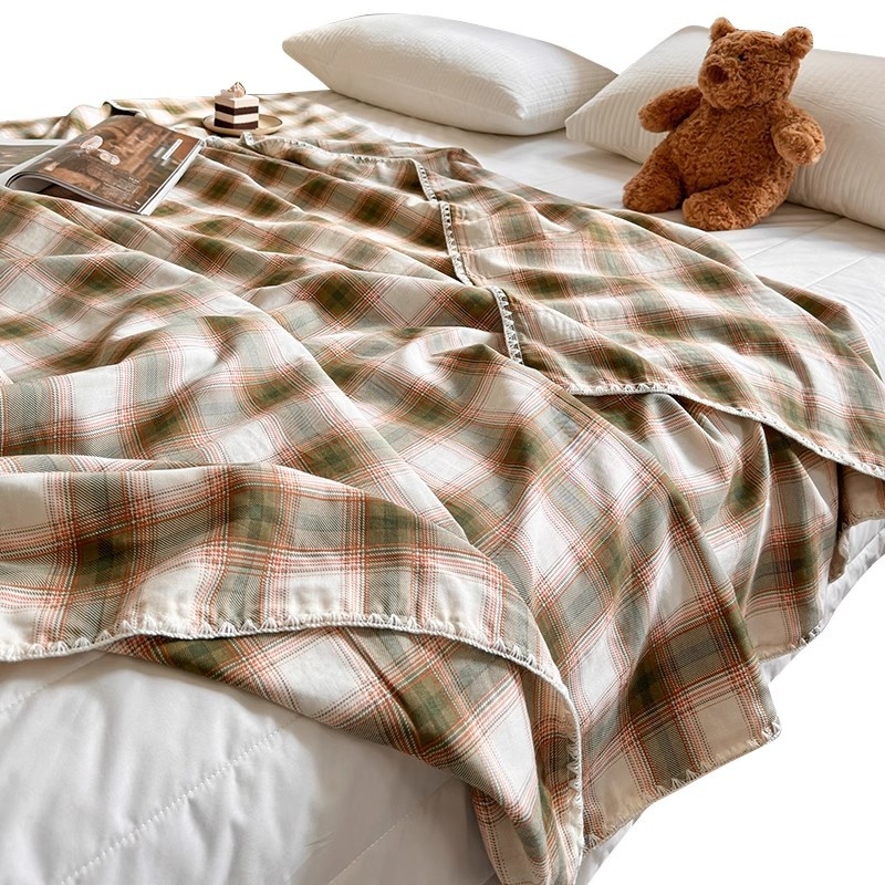 Divslāņu kokvilnas pleds vasarai – tīra kokvilna, reaktīvā krāsošana, 0.55–1.0 kg, pavasaris-rudens, vienkrāsaina