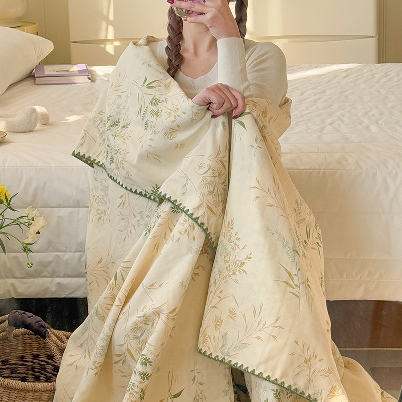 Divslāņu kokvilnas pleds vasarai – tīra kokvilna, reaktīvā krāsošana, 0.55–1.0 kg, pavasaris-rudens, vienkrāsaina