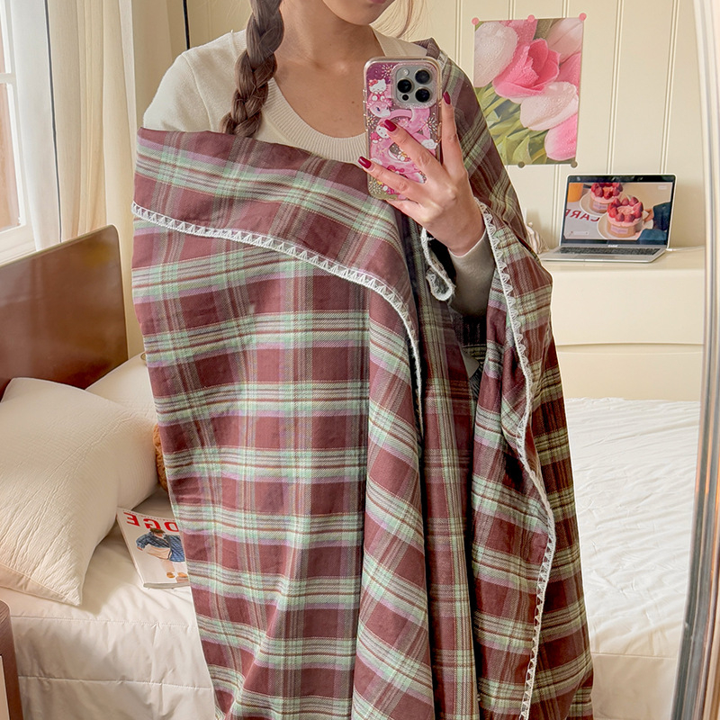 Divslāņu kokvilnas pleds vasarai – tīra kokvilna, reaktīvā krāsošana, 0.55–1.0 kg, pavasaris-rudens, vienkrāsaina