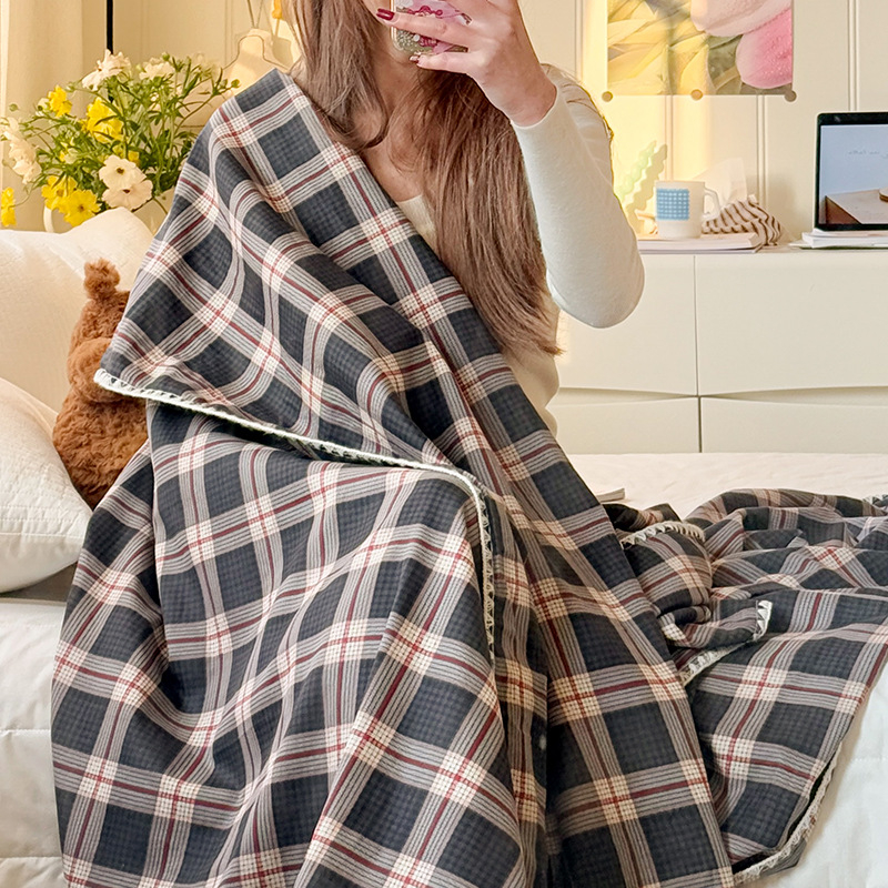 Divslāņu kokvilnas pleds vasarai – tīra kokvilna, reaktīvā krāsošana, 0.55–1.0 kg, pavasaris-rudens, vienkrāsaina