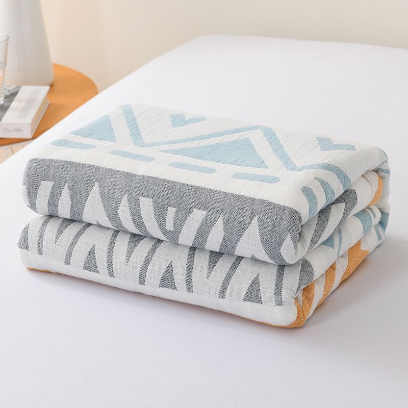 Kokvilnas dvieļu segu – vasaras dzesēšana, ģeometrisks raksts, reaktīvā krāsošana, 1,05–1,50 kg