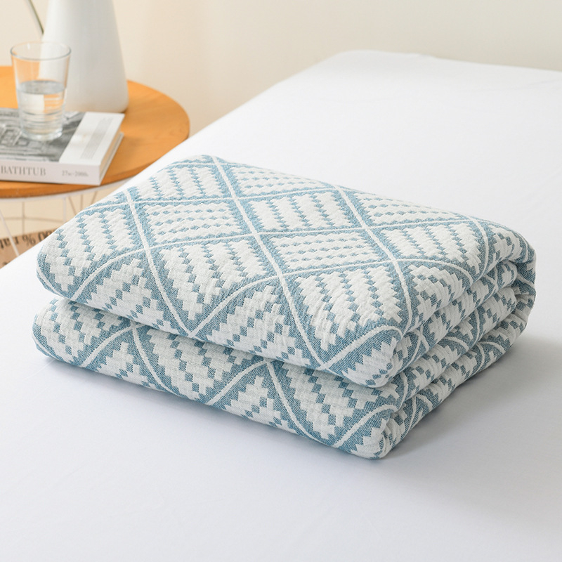 Kokvilnas dvieļu segu – vasaras dzesēšana, ģeometrisks raksts, reaktīvā krāsošana, 1,05–1,50 kg