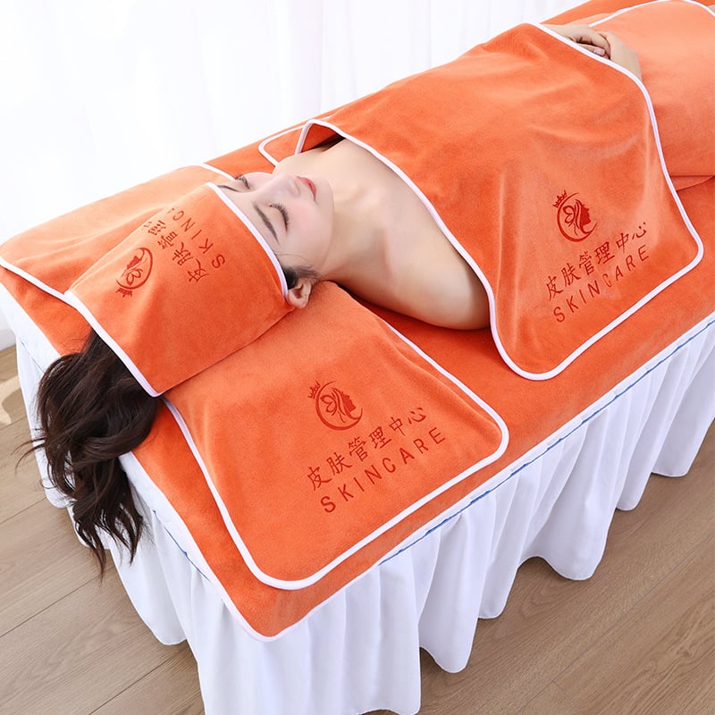 Szépségszalon törölközőkészlet – öt darabos, mikroszálas törölközők, tartalmaz nagy ágyneműtörölközőt és fejkendő-törölközőt, testreszabás és logónyomás elérhető, grammsúly 70/150/180/500/600 g