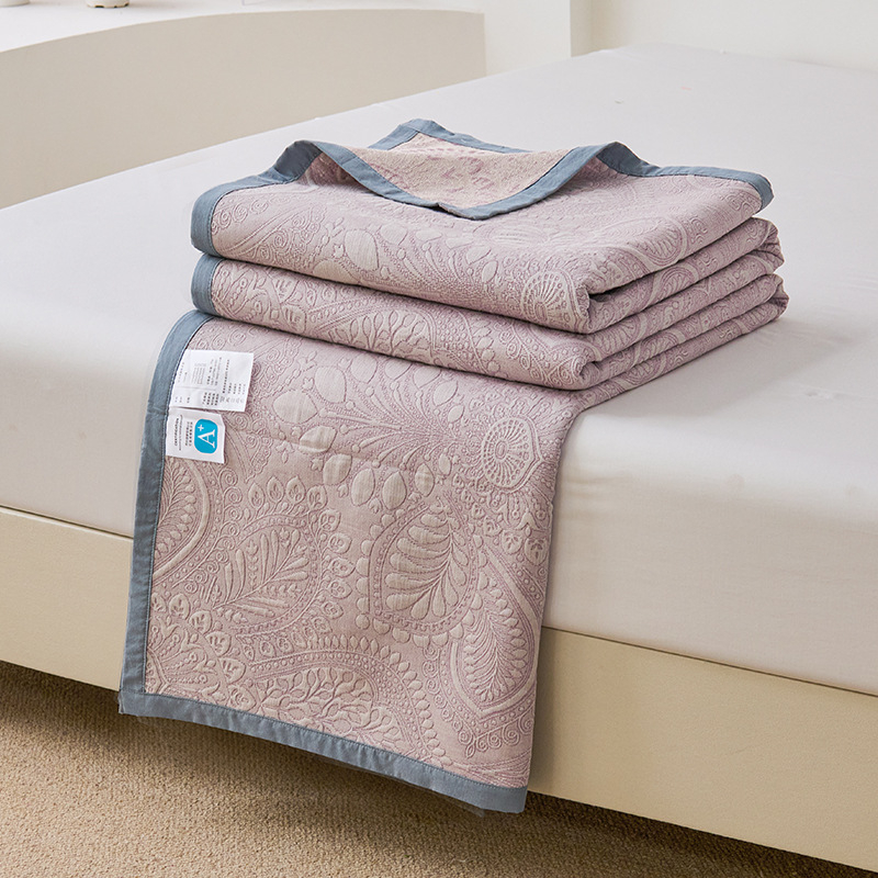 Trīsdaļīgs dvieļu segu komplekts, 100% kokvilna gauze, ziedu raksts, 1,1–1,5 kg, pavasaris–rudens, reaktīvā apdruka