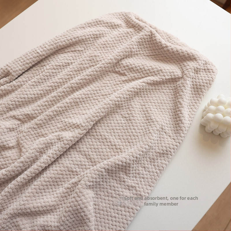 Set za kupanje od koralnog baršuna (ručnik, kupaonski ručnik i kapa za sušenje kose) – 3 komada, visoka upojnost, brzo sušenje, 83% poliester / 17% najlon, 100D, Plain weave