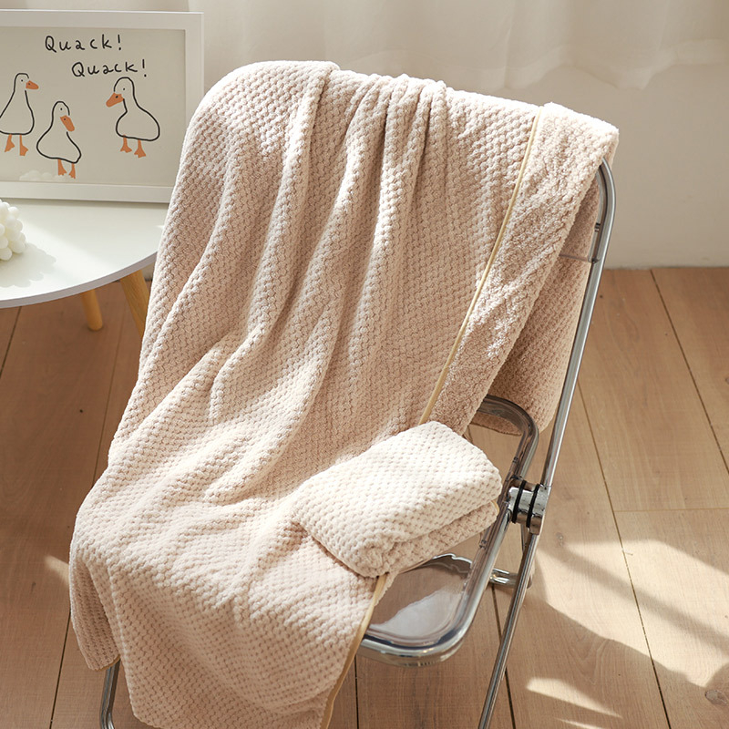 Set za kupanje od koralnog baršuna (ručnik, kupaonski ručnik i kapa za sušenje kose) – 3 komada, visoka upojnost, brzo sušenje, 83% poliester / 17% najlon, 100D, Plain weave