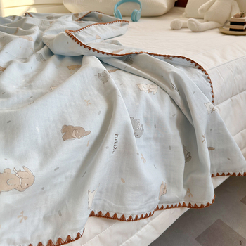 Kokvilnas divslāņu aukla segu ar ziedu rakstu, piemērota visiem gadalaikiem, INS stils, 500–799 g