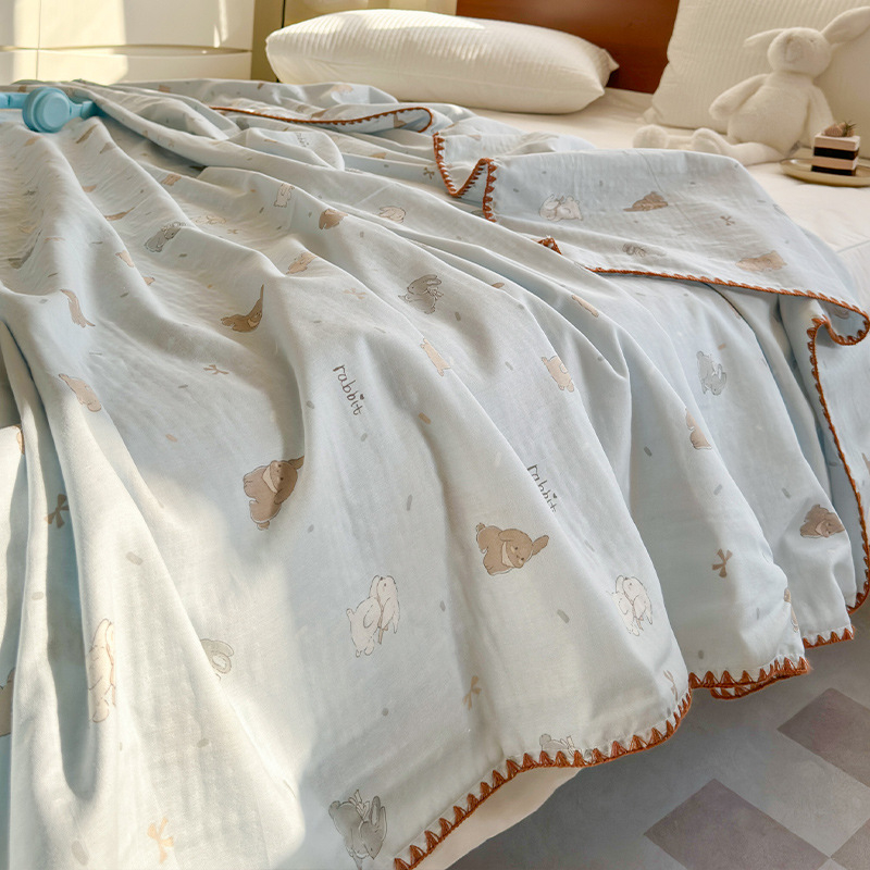 Kokvilnas divslāņu aukla segu ar ziedu rakstu, piemērota visiem gadalaikiem, INS stils, 500–799 g