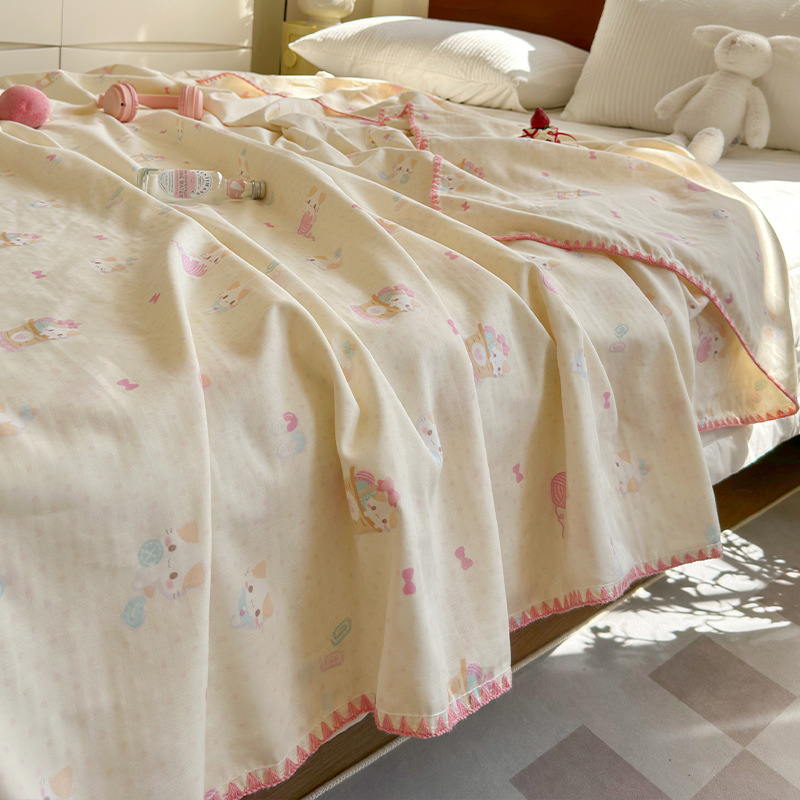 Kokvilnas divslāņu aukla segu ar ziedu rakstu, piemērota visiem gadalaikiem, INS stils, 500–799 g