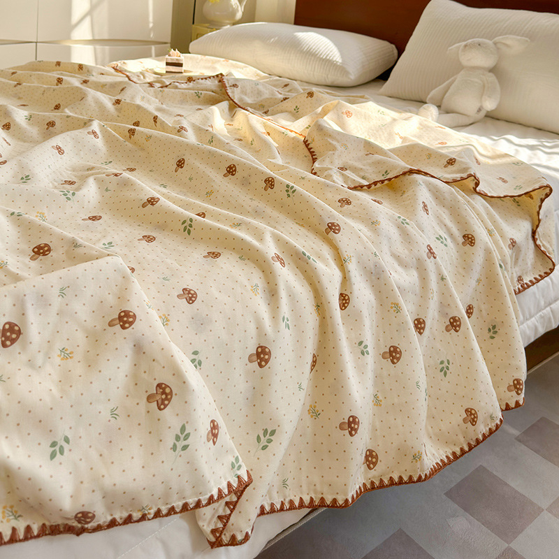 Kokvilnas divslāņu aukla segu ar ziedu rakstu, piemērota visiem gadalaikiem, INS stils, 500–799 g