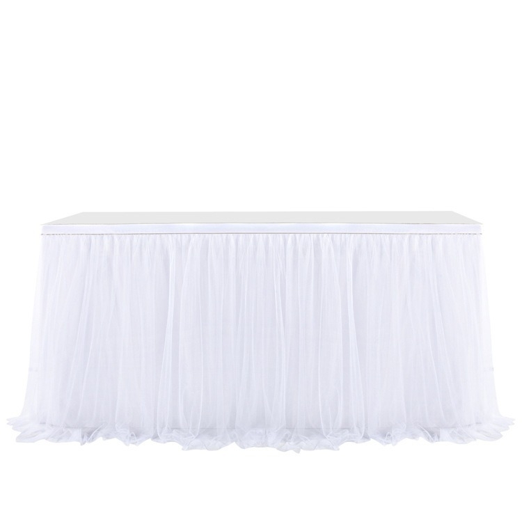 Nailona režģa galda svārki, taisnstūrveida forma, vienkrāsains raksts, kāzām un viesnīcu pasākumiem