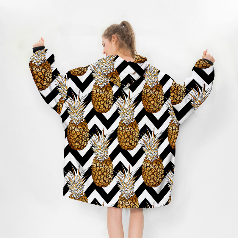 Kapucēta valkājamā sega TV skatīšanai – Shu cotton velvet + poliesters, 300–500 g, nordiskais stils, ziema