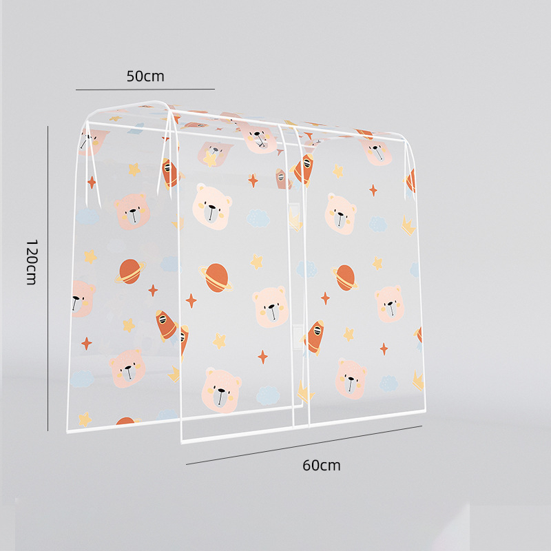 Drēbju pārklājums ar drukātu Kosmosa lāci, caurspīdīgs, PVC, putekļu izturīgs, drēbēm (vasaras 2024 izlase)