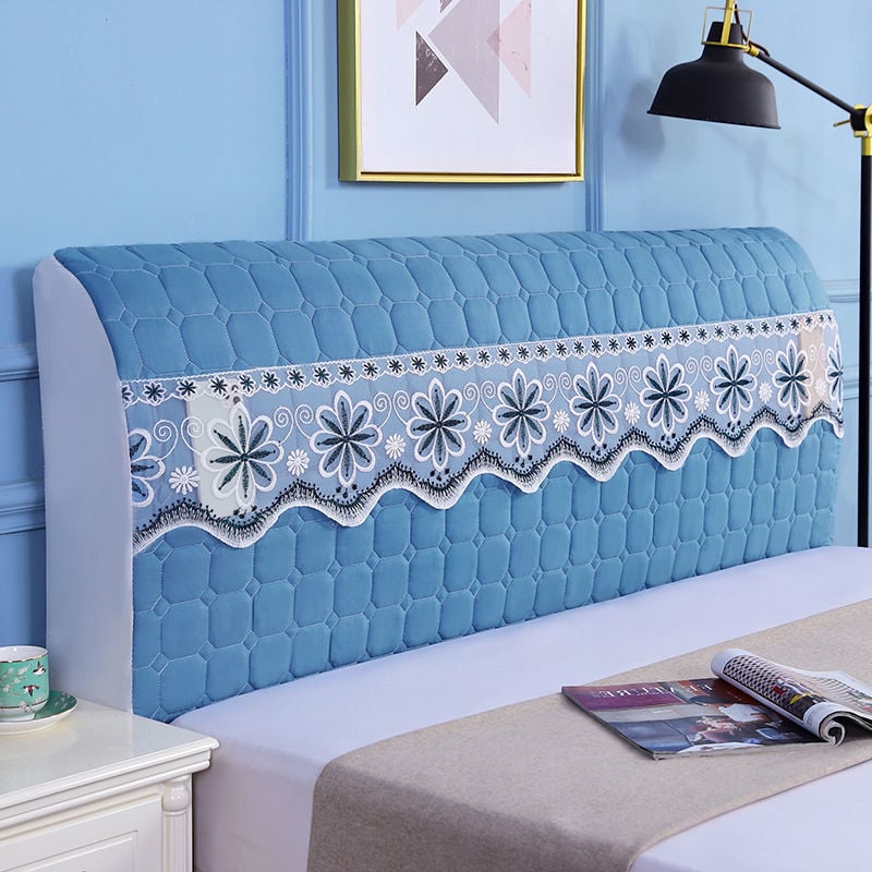 Kokvilnas gultas galvas pārklājs, mūsdienīgs minimālisma dizains, Eiropas stilā izliektā mugura, putekļu aizsardzības pārvalks