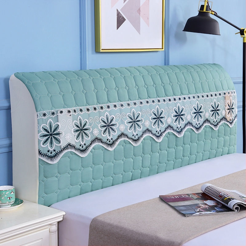 Kokvilnas gultas galvas pārklājs, mūsdienīgs minimālisma dizains, Eiropas stilā izliektā mugura, putekļu aizsardzības pārvalks