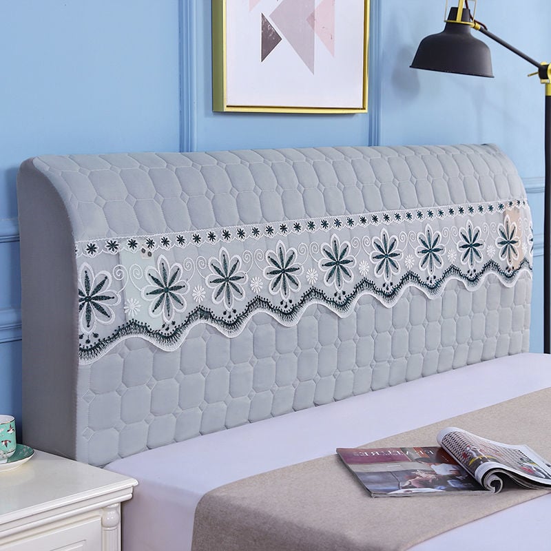 Kokvilnas gultas galvas pārklājs, mūsdienīgs minimālisma dizains, Eiropas stilā izliektā mugura, putekļu aizsardzības pārvalks