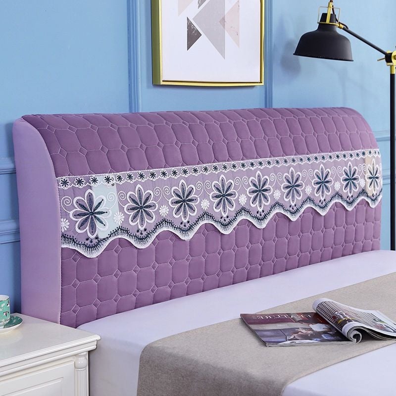 Kokvilnas gultas galvas pārklājs, mūsdienīgs minimālisma dizains, Eiropas stilā izliektā mugura, putekļu aizsardzības pārvalks