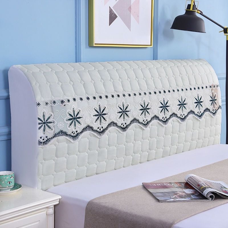 Kokvilnas gultas galvas pārklājs, mūsdienīgs minimālisma dizains, Eiropas stilā izliektā mugura, putekļu aizsardzības pārvalks