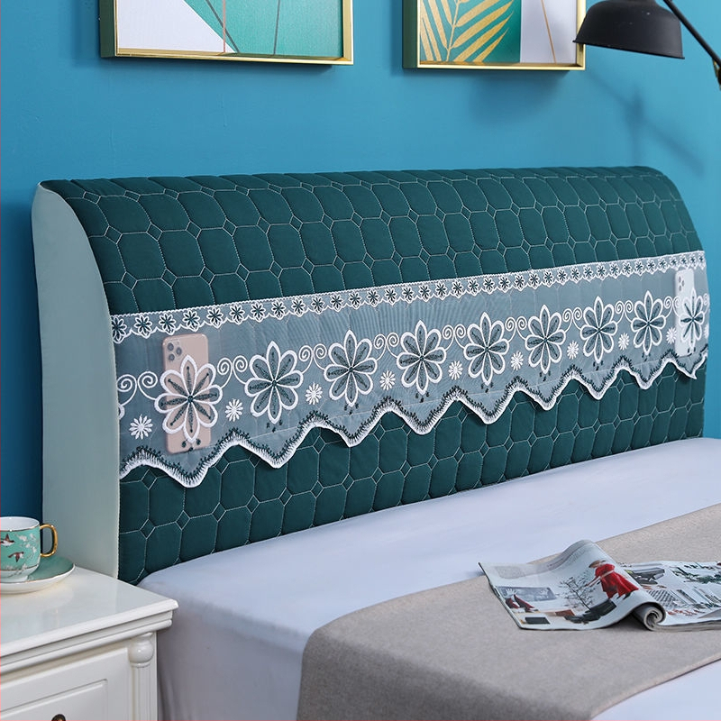 Kokvilnas gultas galvas pārklājs, mūsdienīgs minimālisma dizains, Eiropas stilā izliektā mugura, putekļu aizsardzības pārvalks