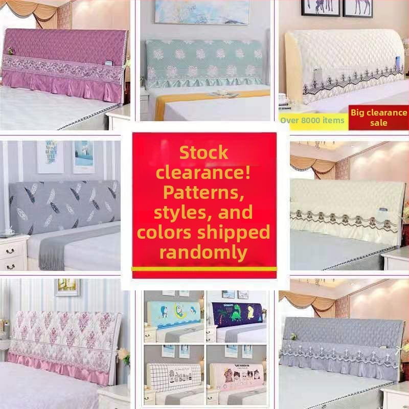 Kokvilnas gultas galvas pārklājs, mūsdienīgs minimālisma dizains, Eiropas stilā izliektā mugura, putekļu aizsardzības pārvalks