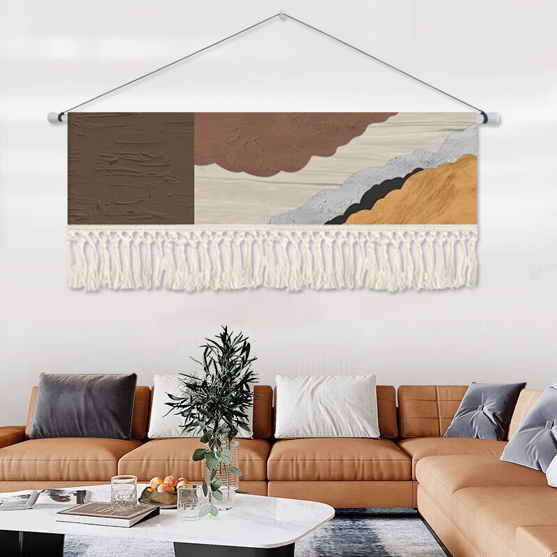 Гоблен за стена с растителен принт, правоъгълен, смесена материя (памук), машинно тъкане