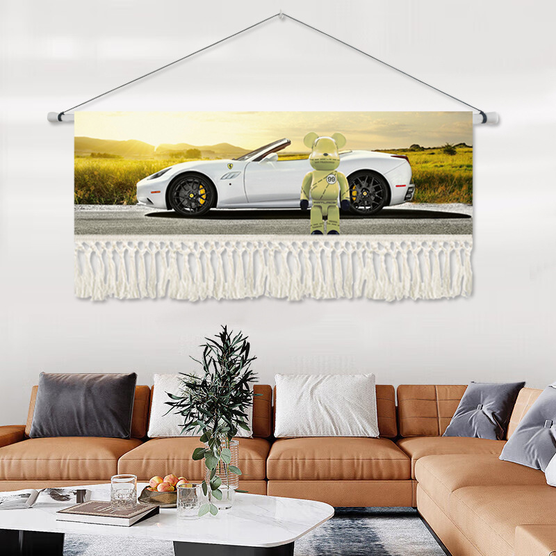 Гоблен за стена с растителен принт, правоъгълен, смесена материя (памук), машинно тъкане