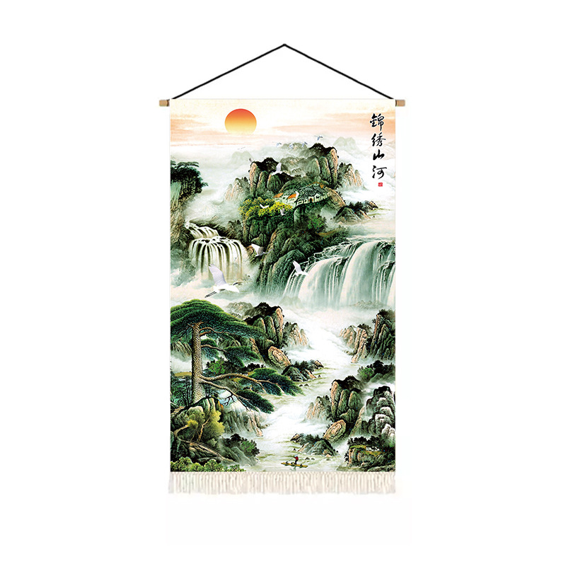 Етнически гоблен за стена - полиестер 100%, лен 10%, машинно тъкан, правоъгълна форма