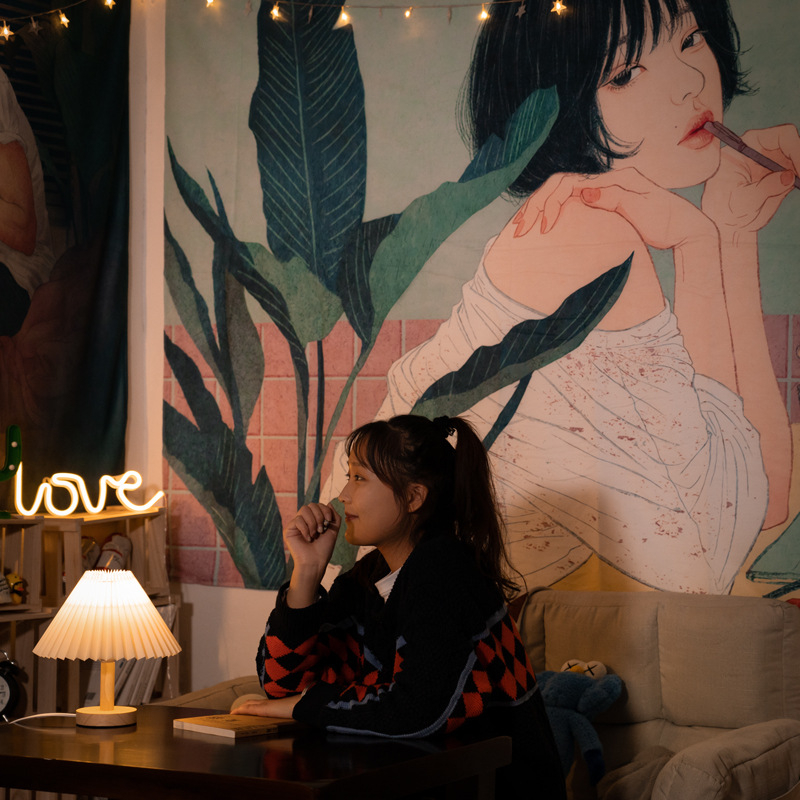 Гоблен - памучен материал, машинно тъкане, корейски стил, за хол (Памук; Машинно тъкане; Стил: Корейски; Пространство: Хол; Категория: Гоблен)