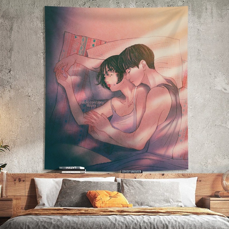 Гоблен - памучен материал, машинно тъкане, корейски стил, за хол (Памук; Машинно тъкане; Стил: Корейски; Пространство: Хол; Категория: Гоблен)