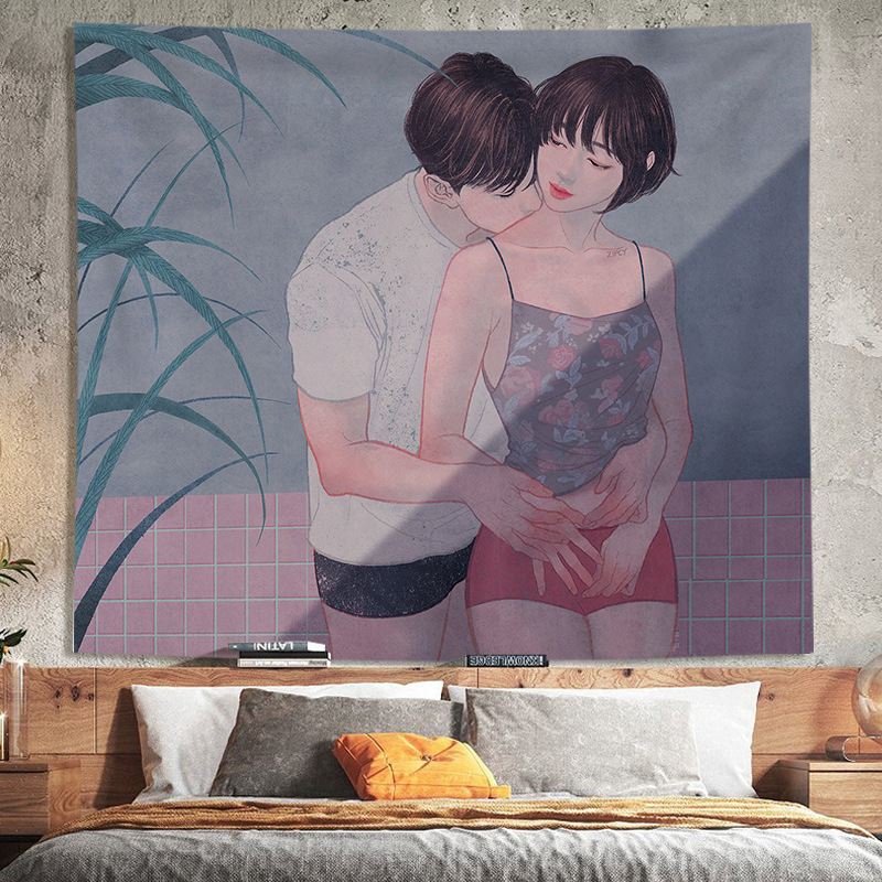 Гоблен - памучен материал, машинно тъкане, корейски стил, за хол (Памук; Машинно тъкане; Стил: Корейски; Пространство: Хол; Категория: Гоблен)