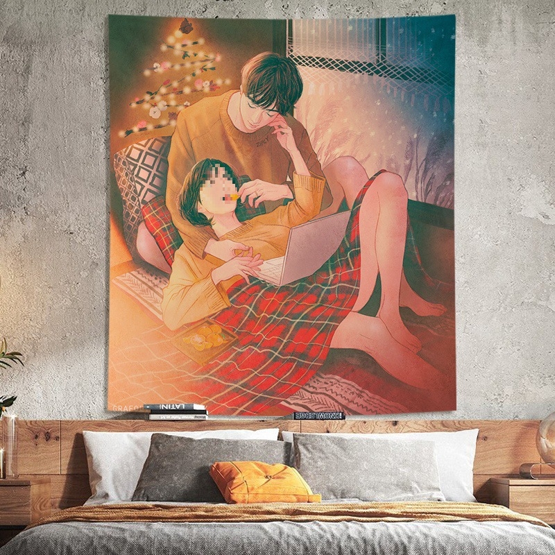 Гоблен - памучен материал, машинно тъкане, корейски стил, за хол (Памук; Машинно тъкане; Стил: Корейски; Пространство: Хол; Категория: Гоблен)