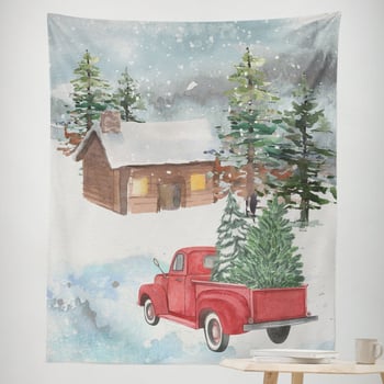 Ziemassvētku gobelēns sienas dekors – taisnstūra, 100% poliesters, roku mazgāšana, gatavs produkts, pielāgošana pieejama