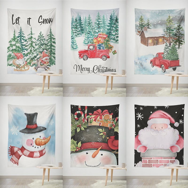 Ziemassvētku gobelēns sienas dekors – taisnstūra, 100% poliesters, roku mazgāšana, gatavs produkts, pielāgošana pieejama