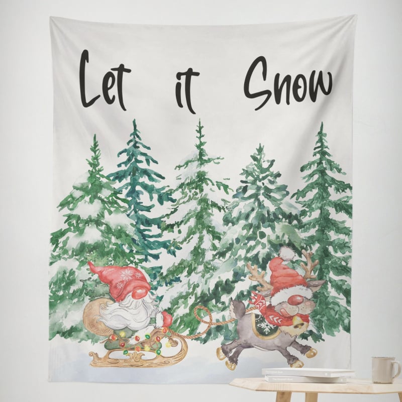 Ziemassvētku gobelēns sienas dekors – taisnstūra, 100% poliesters, roku mazgāšana, gatavs produkts, pielāgošana pieejama