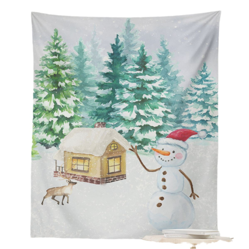 Ziemassvētku gobelēns sienas dekors – taisnstūra, 100% poliesters, roku mazgāšana, gatavs produkts, pielāgošana pieejama