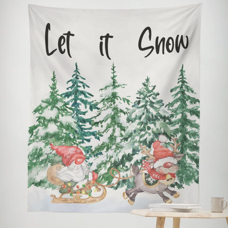 Ziemassvētku gobelēns sienas dekors – taisnstūra, 100% poliesters, roku mazgāšana, gatavs produkts, pielāgošana pieejama