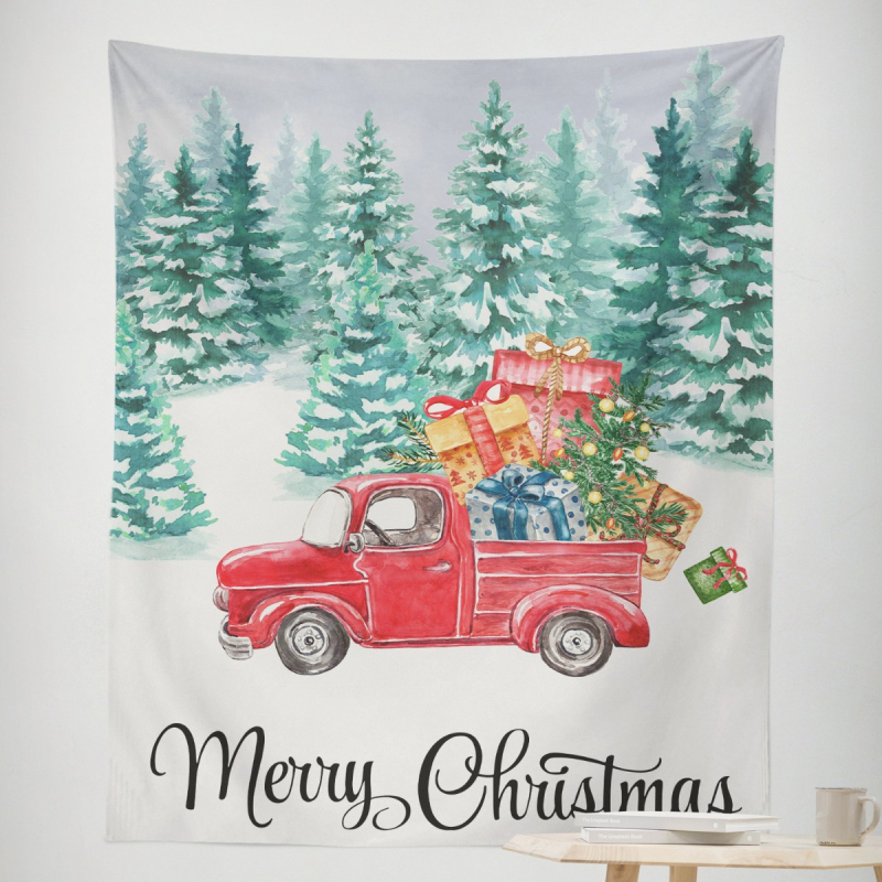 Ziemassvētku gobelēns sienas dekors – taisnstūra, 100% poliesters, roku mazgāšana, gatavs produkts, pielāgošana pieejama