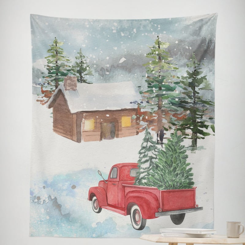 Ziemassvētku gobelēns sienas dekors – taisnstūra, 100% poliesters, roku mazgāšana, gatavs produkts, pielāgošana pieejama