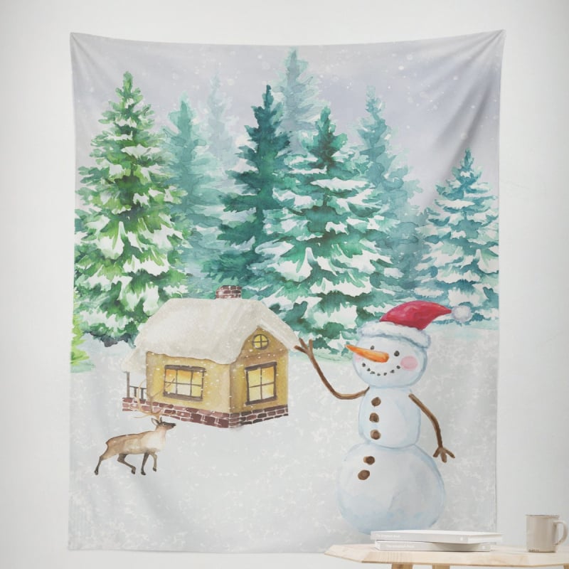 Ziemassvētku gobelēns sienas dekors – taisnstūra, 100% poliesters, roku mazgāšana, gatavs produkts, pielāgošana pieejama