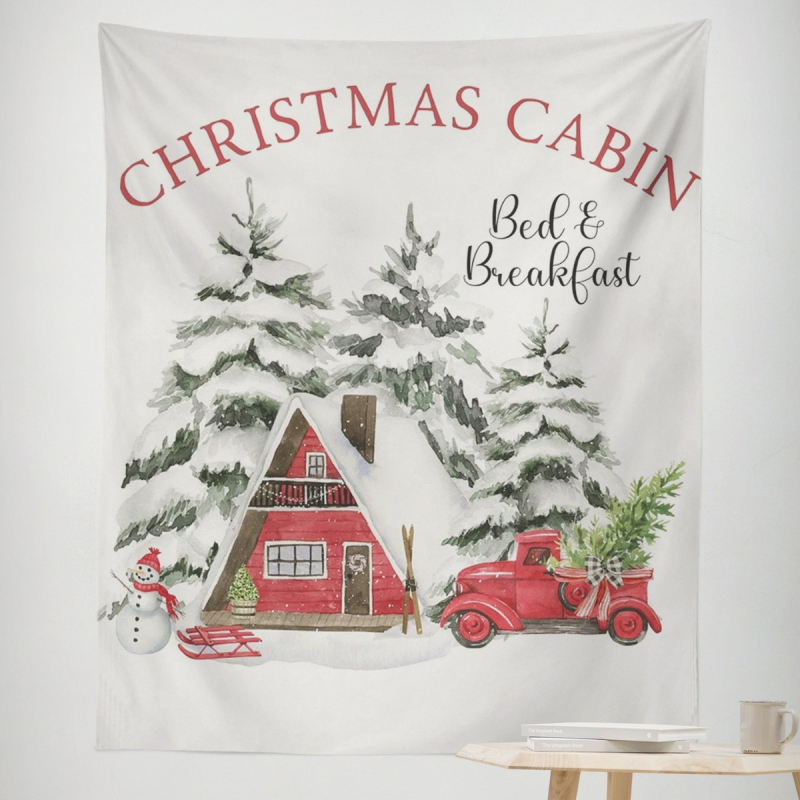 Ziemassvētku gobelēns sienas dekors – taisnstūra, 100% poliesters, roku mazgāšana, gatavs produkts, pielāgošana pieejama