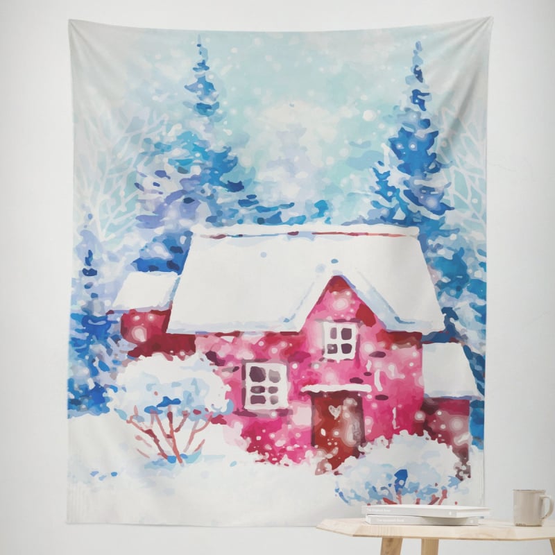 Ziemassvētku gobelēns sienas dekors – taisnstūra, 100% poliesters, roku mazgāšana, gatavs produkts, pielāgošana pieejama