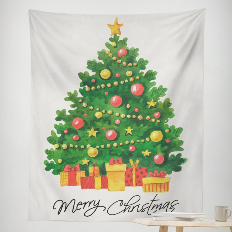 Ziemassvētku gobelēns sienas dekors – taisnstūra, 100% poliesters, roku mazgāšana, gatavs produkts, pielāgošana pieejama